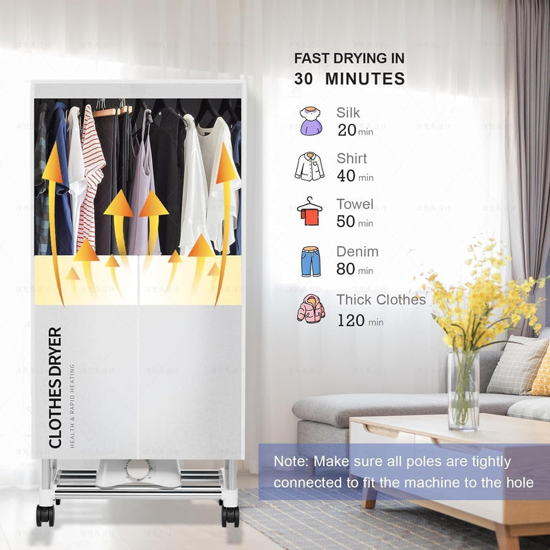 Clothes Dryer Portable Drying Machine with Timer 60inch