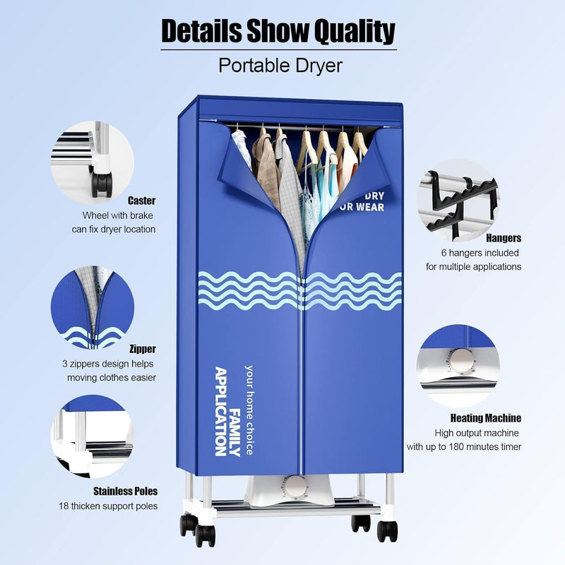 Clothes Dryer Portable Drying Machine with Timer 60inch
