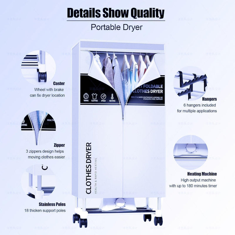Clothes Dryer Portable Drying Machine with Timer 60inch