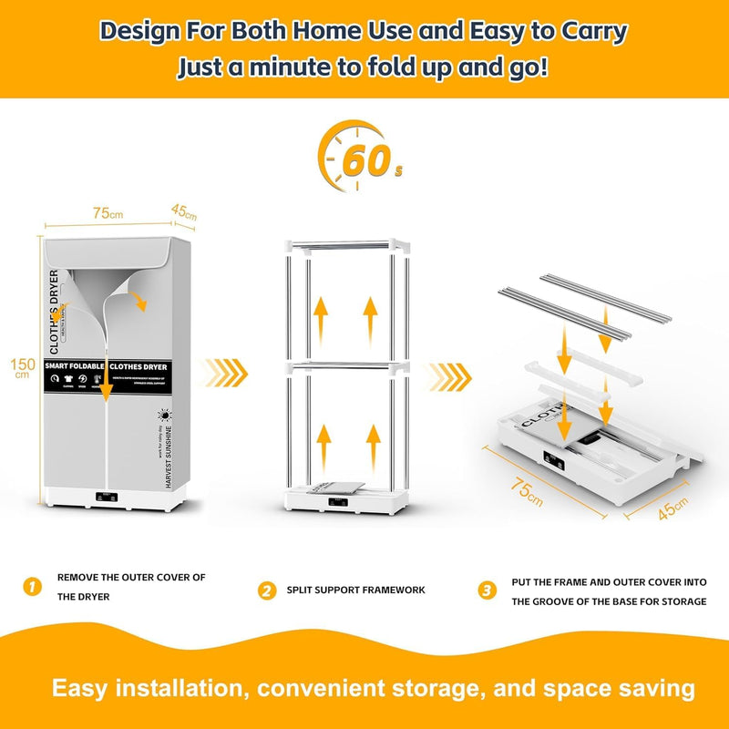 Clothes Dryer Portable Foldable Drying Machine with Timer
