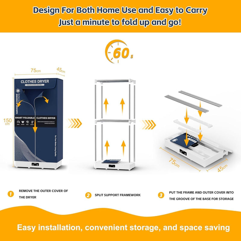 Clothes Dryer Portable Foldable Drying Machine with Timer