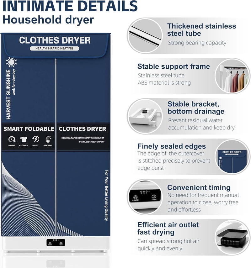 Clothes Dryer Portable Foldable Drying Machine with Timer