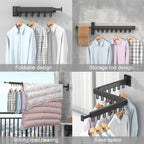 Clothes Drying Rack Wall Mounted Retractable Garment