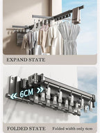 Clothes Drying Rack Wall Mounted Retractable Garment