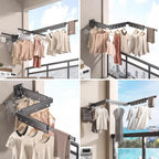 Clothes Drying Rack Wall Mounted Retractable Garment