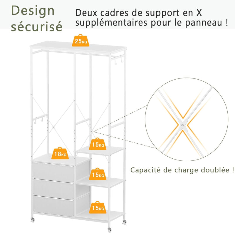Clothes Rack Heavy Duty Rail Clothing for Bedroom