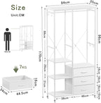 Clothes Rack Heavy Duty Rail Clothing for Bedroom