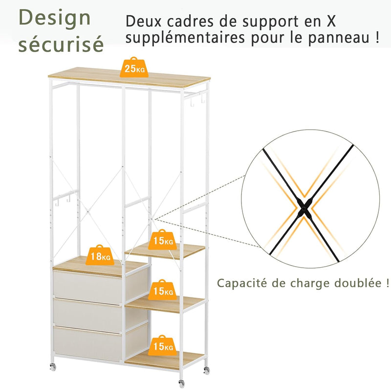 Clothes Rack Heavy Duty Rail Clothing for Bedroom