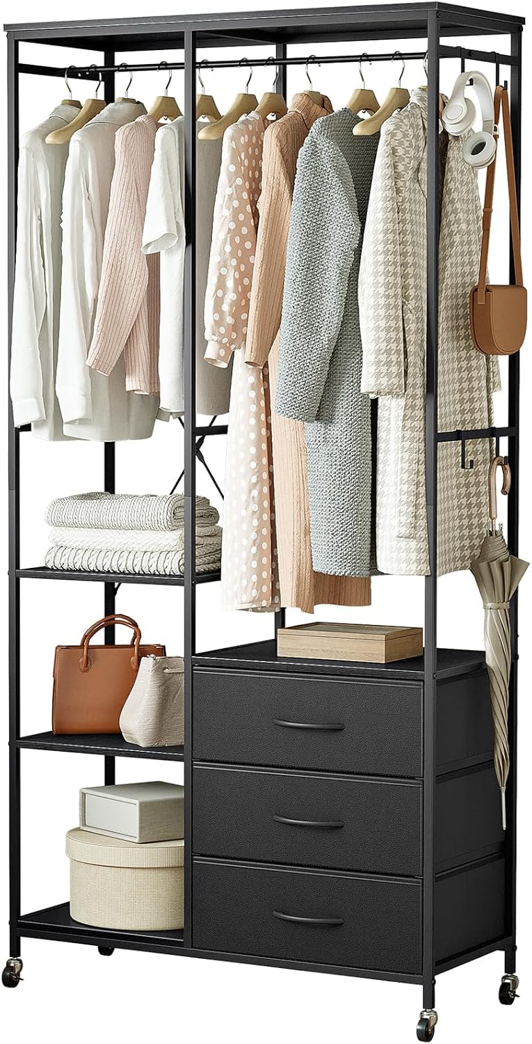 Clothes Rack Heavy Duty Rail Clothing for Bedroom
