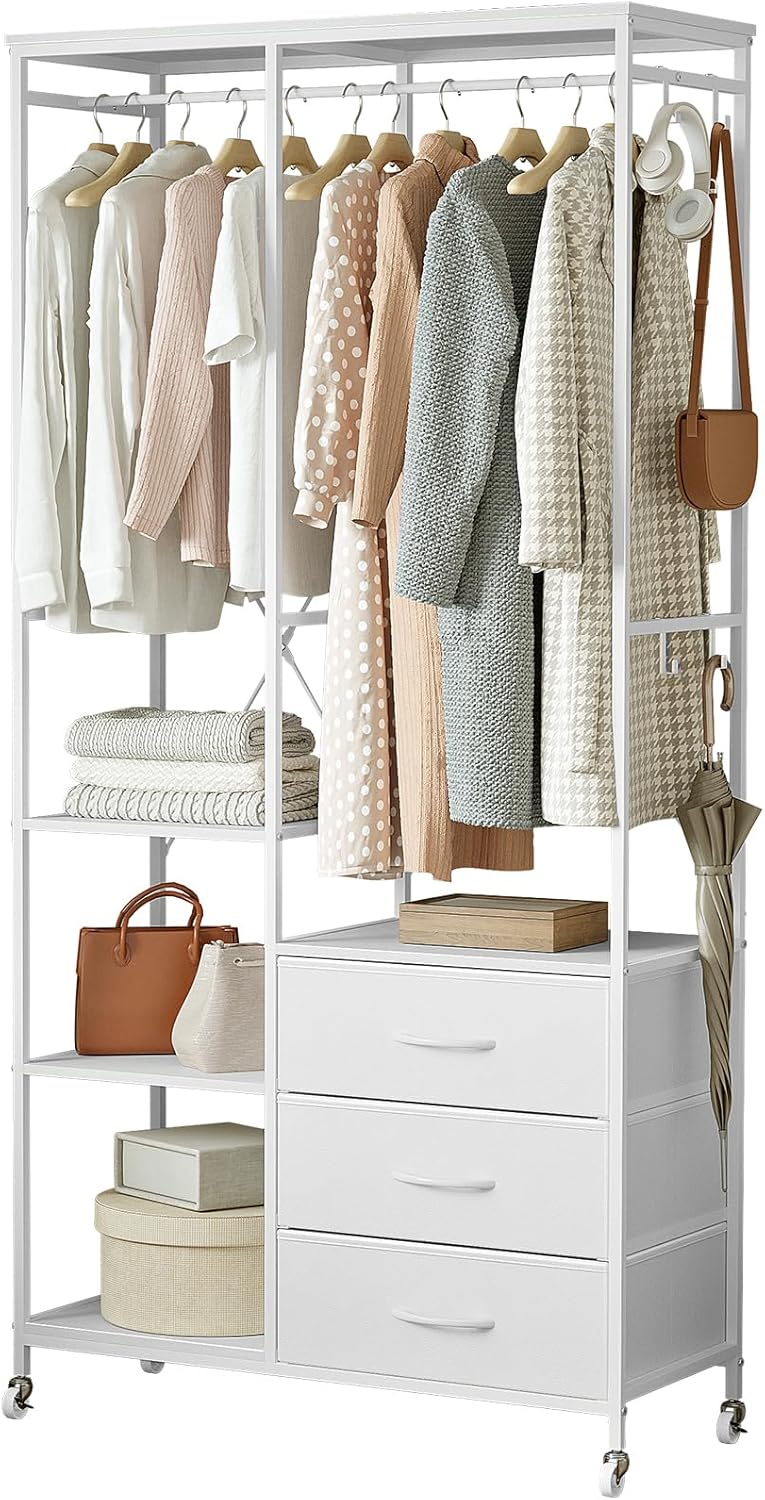 Clothes Rack Heavy Duty Rail Clothing for Bedroom