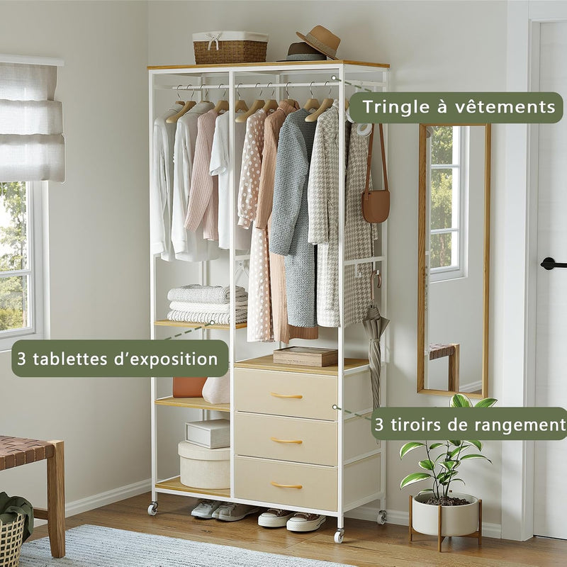 Clothes Rack Heavy Duty Rail Clothing for Bedroom