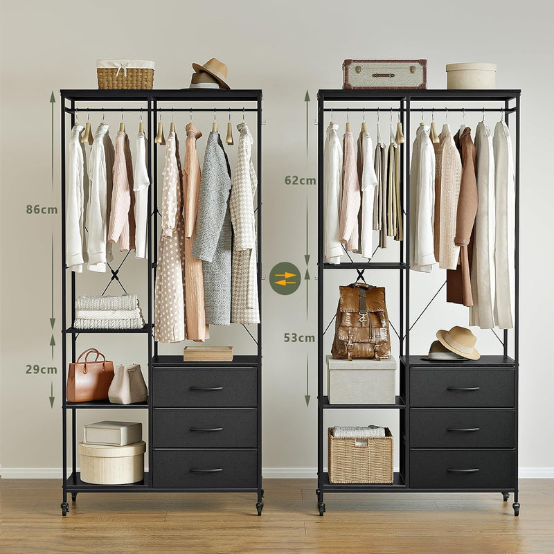 Clothes Rack Heavy Duty Rail Clothing for Bedroom