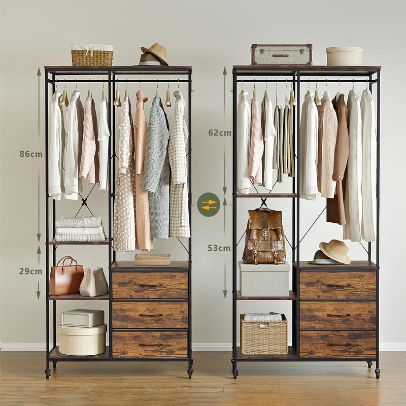 Clothes Rack Heavy Duty Rail Clothing for Bedroom