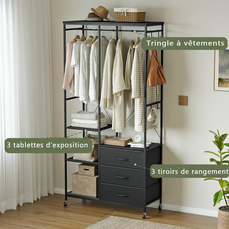 Clothes Rack Heavy Duty Rail Clothing for Bedroom