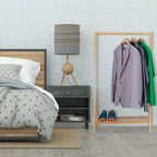 Clothes Rack Bamboo Rail with Shoe Shelf Free-Standing