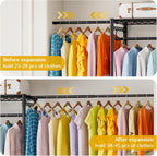 Clothes Rack with 4 Expandable Rail Rods Wall