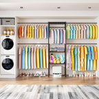 Clothes Rack with 4 Expandable Rail Rods Wall