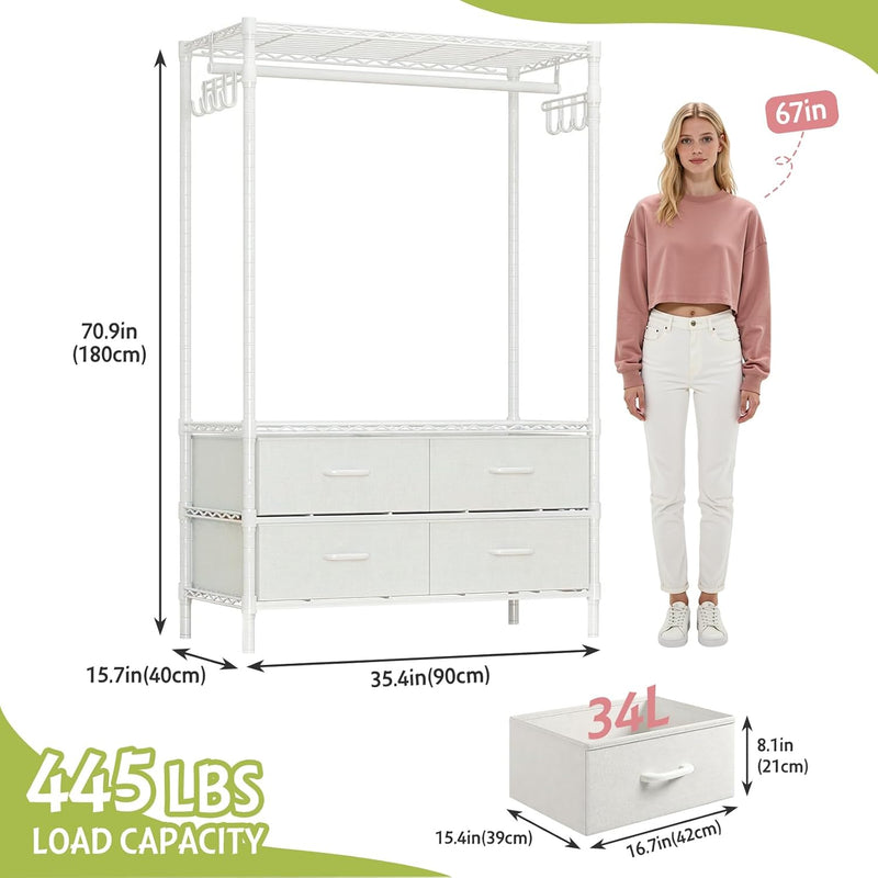 Clothes Rail Heavy Duty for Hanging with 4