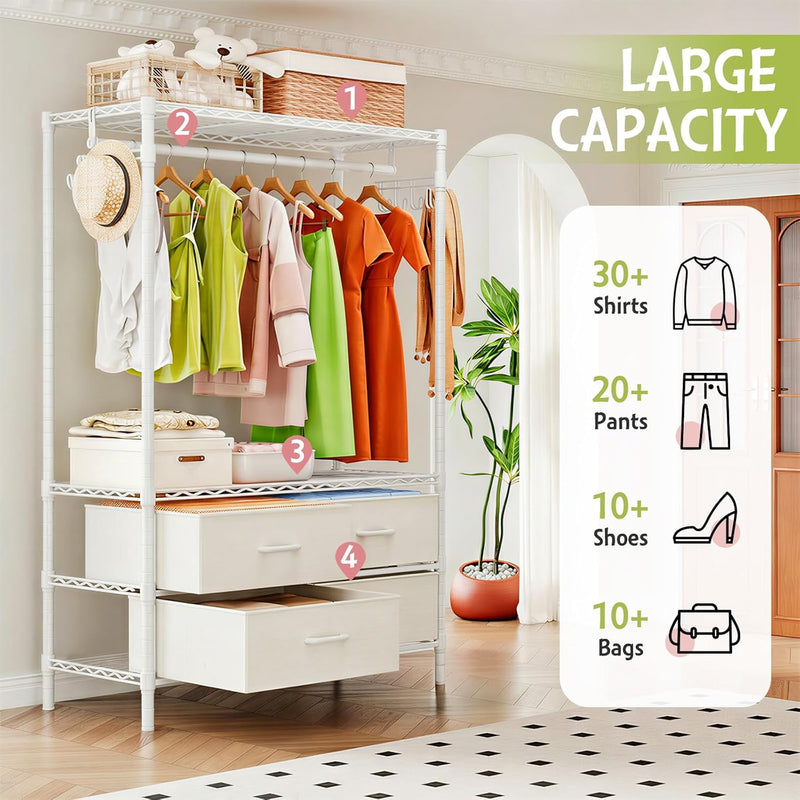 Clothes Rail Heavy Duty for Hanging with 4