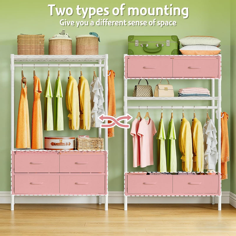 Clothes Rail Heavy Duty for Hanging with 4