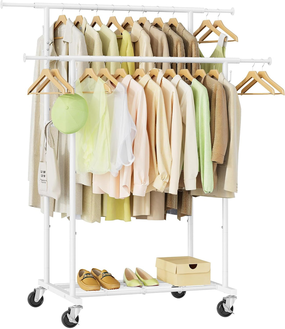 Clothes Rail Double Rod Adjustable Rack