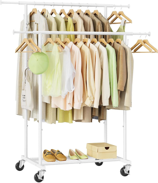 Clothes Rail Double Rod Adjustable Rack
