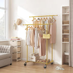 Clothes Rail Double Rod Adjustable Rack
