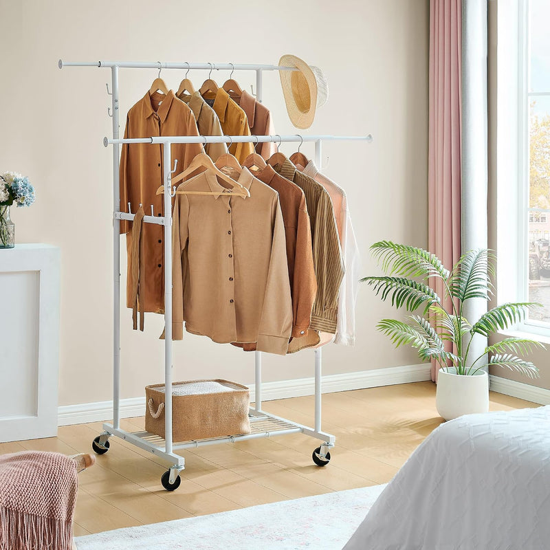 Clothes Rail Double Rod Adjustable Rack