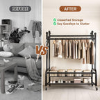 Clothes Rail for Bedroom Double Wardrobe with 4