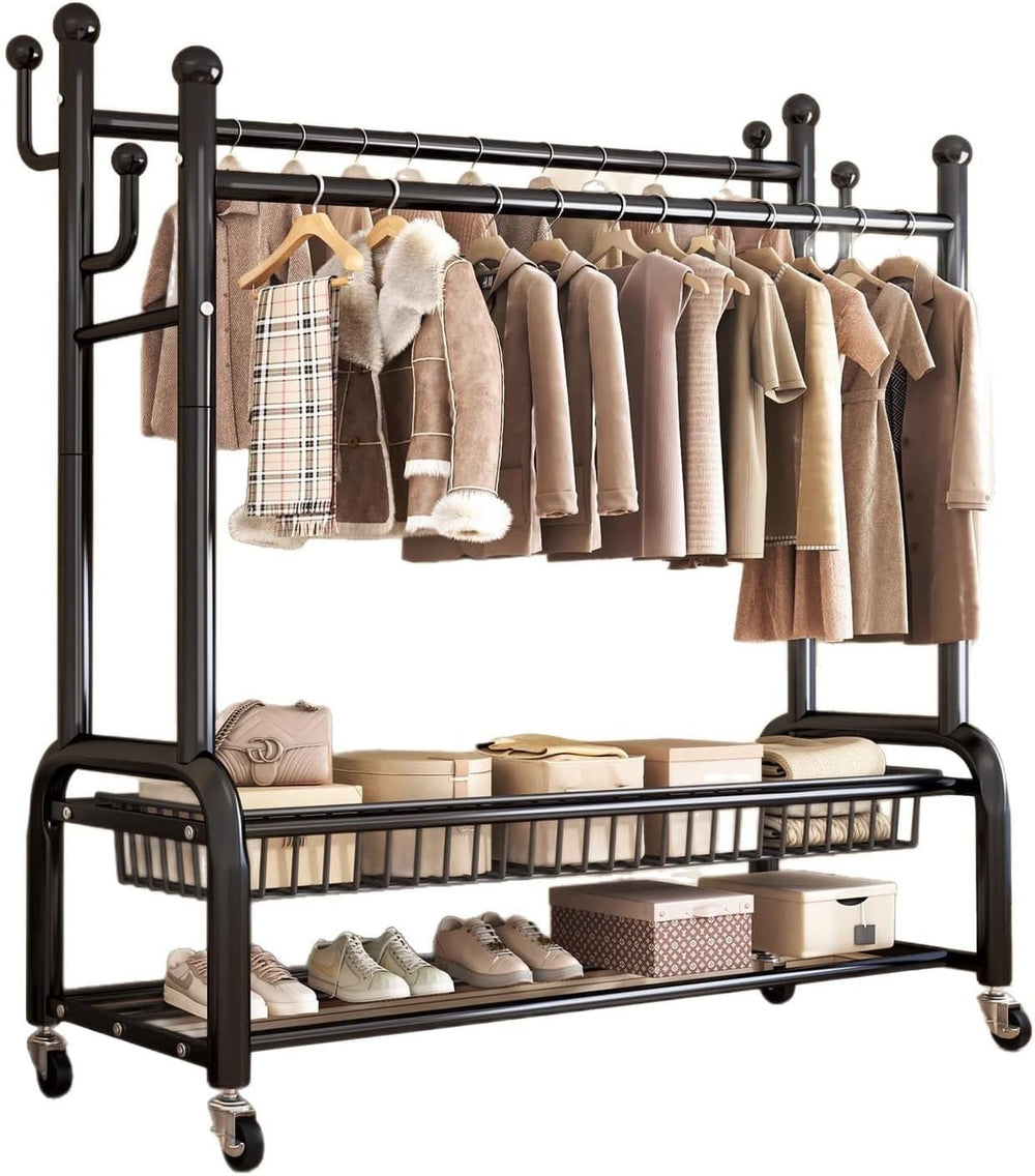Clothes Rail for Bedroom Double Wardrobe with 4