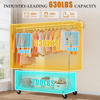 Clothes Rail Heavy Duty 285KG Capacity Height Adjustable