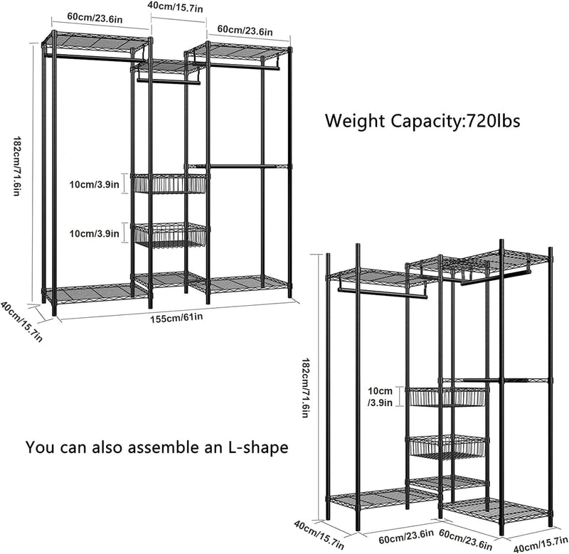 Clothes Rail Heavy Duty Clothing 155x40x182CM