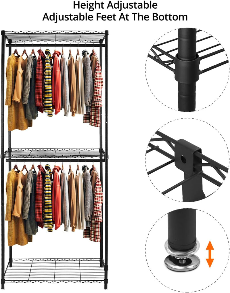 Clothes Rail Heavy Duty Metal Clothing Rack Adjustable