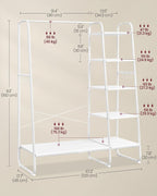 Clothes Rail Heavy-Duty Rack 5 Shelves Steel Frame