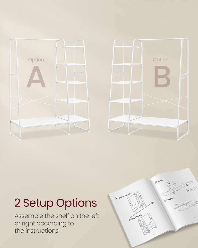 Clothes Rail Heavy-Duty Rack 5 Shelves Steel Frame