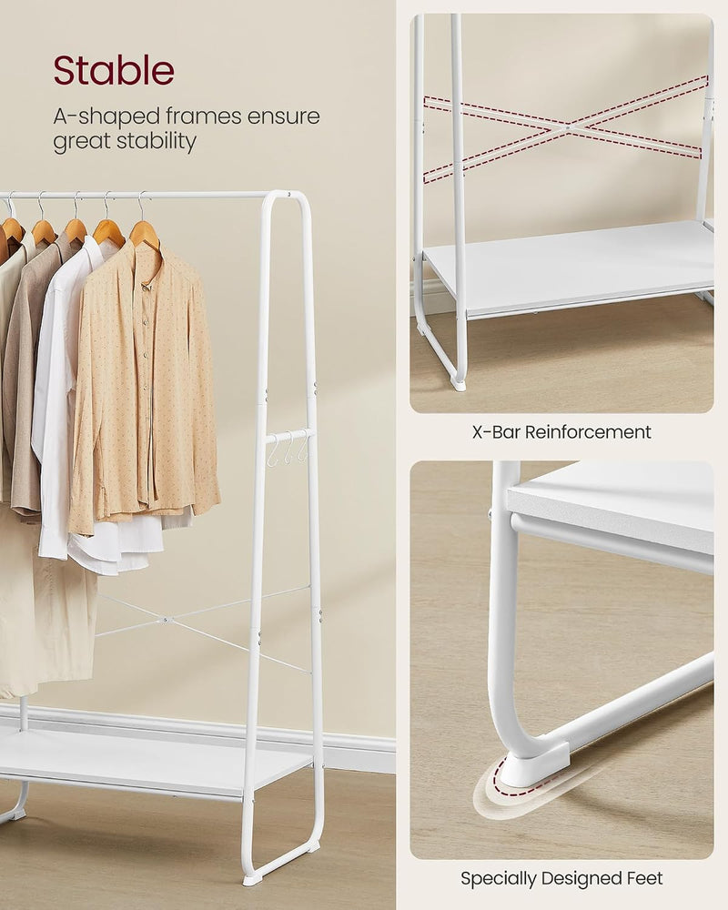 Clothes Rail Heavy-Duty Rack 5 Shelves Steel Frame