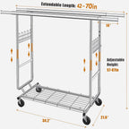Clothes Rail Heavy Duty Rack on Wheels