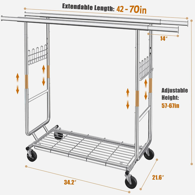 Clothes Rail Heavy Duty Rack on Wheels