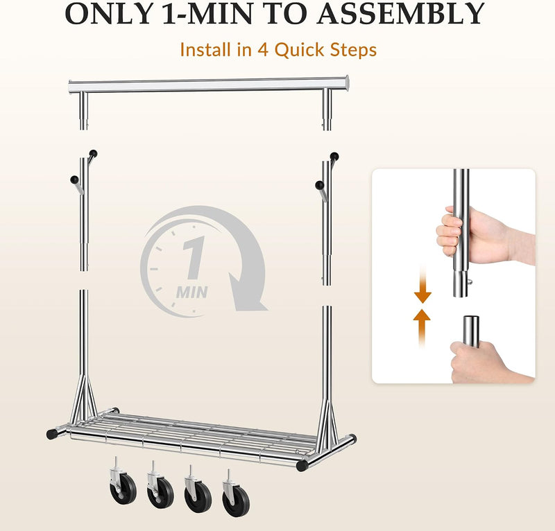 Clothes Rail Heavy Duty Rack on Wheels