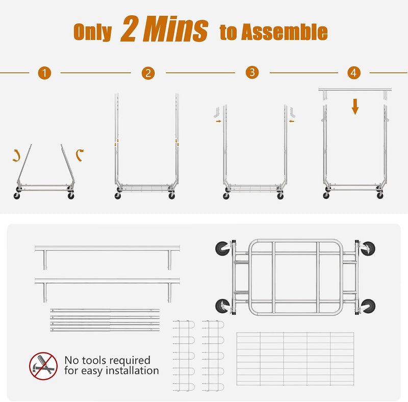 Clothes Rail Heavy Duty Rack on Wheels