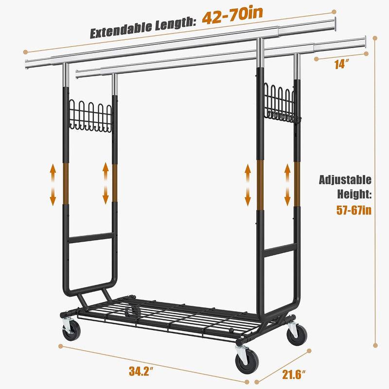 Clothes Rail Heavy Duty Rack on Wheels