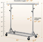 Clothes Rail Heavy Duty Rack on Wheels