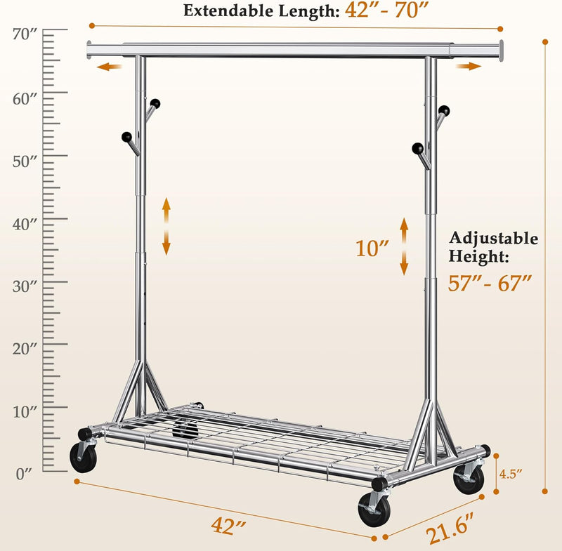 Clothes Rail Heavy Duty Rack on Wheels