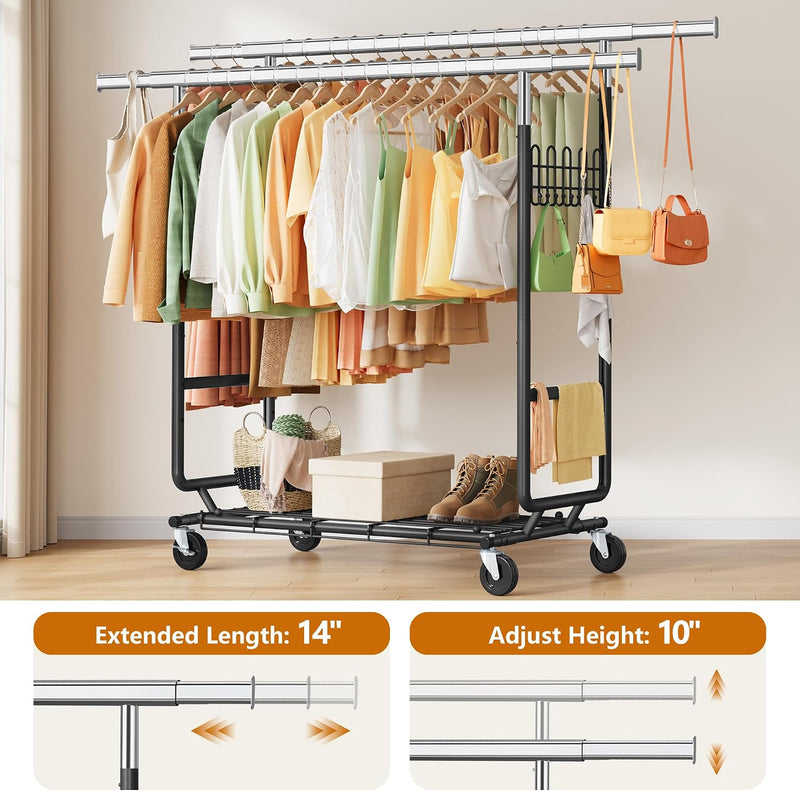Clothes Rail Heavy Duty Rack on Wheels