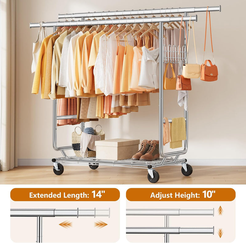 Clothes Rail Heavy Duty Rack on Wheels
