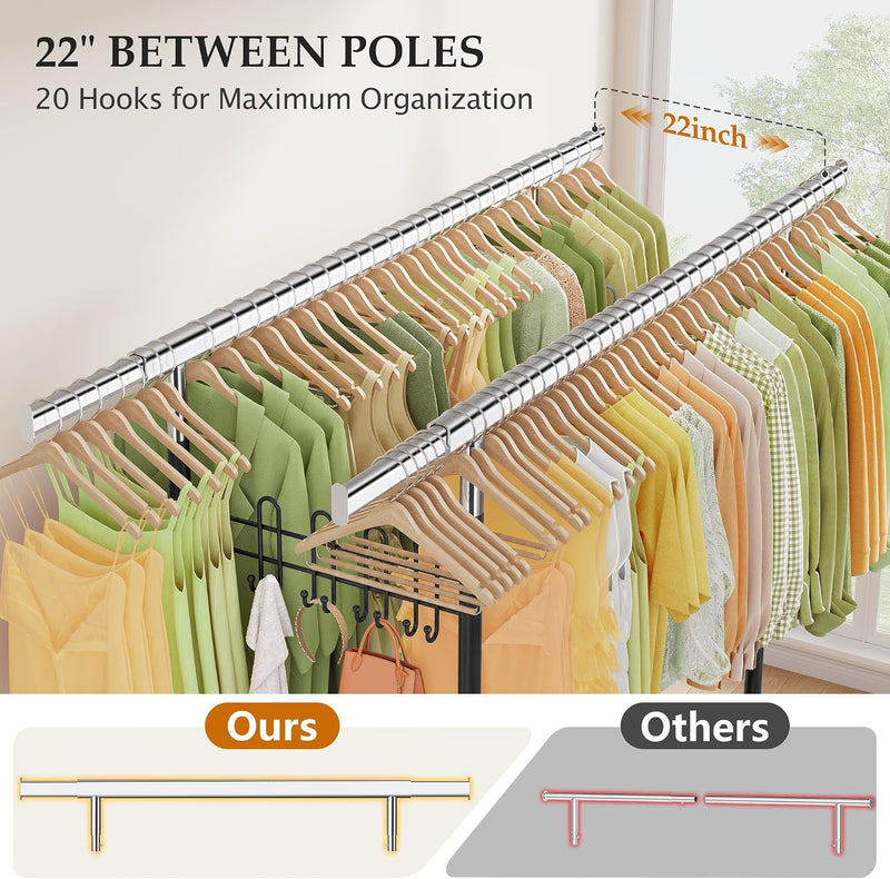 Clothes Rail Heavy Duty Rack on Wheels