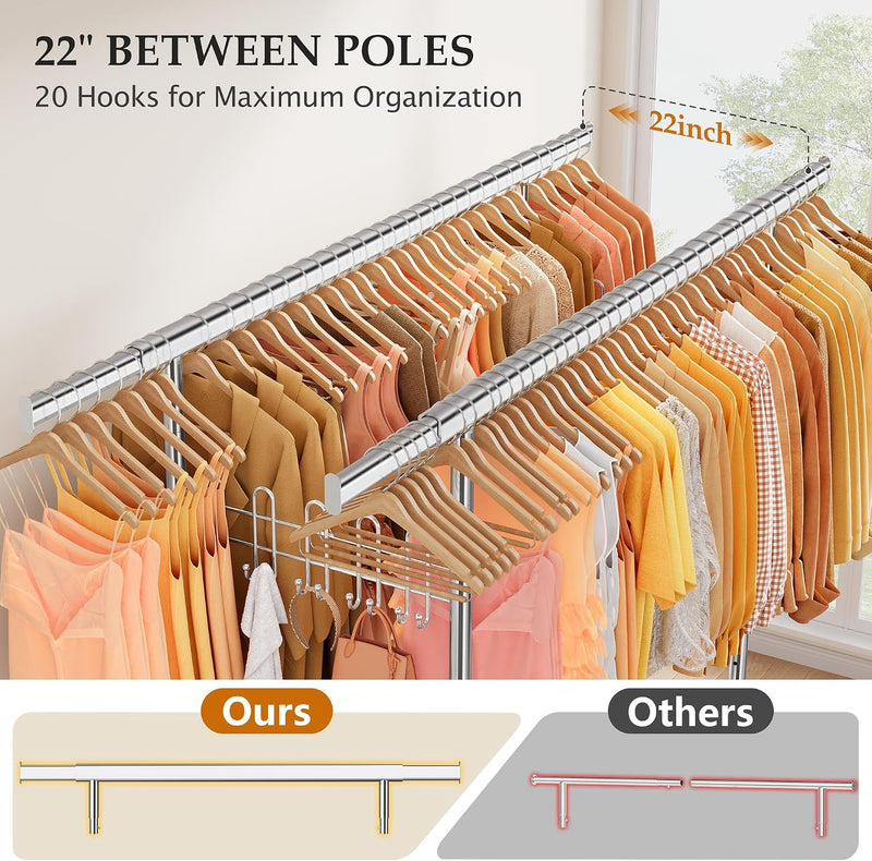 Clothes Rail Heavy Duty Rack on Wheels