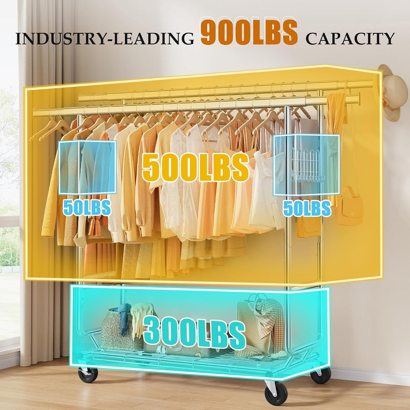 Clothes Rail Heavy Duty Rack on Wheels