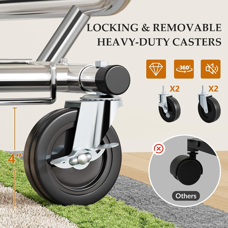 Clothes Rail Heavy Duty Rack on Wheels