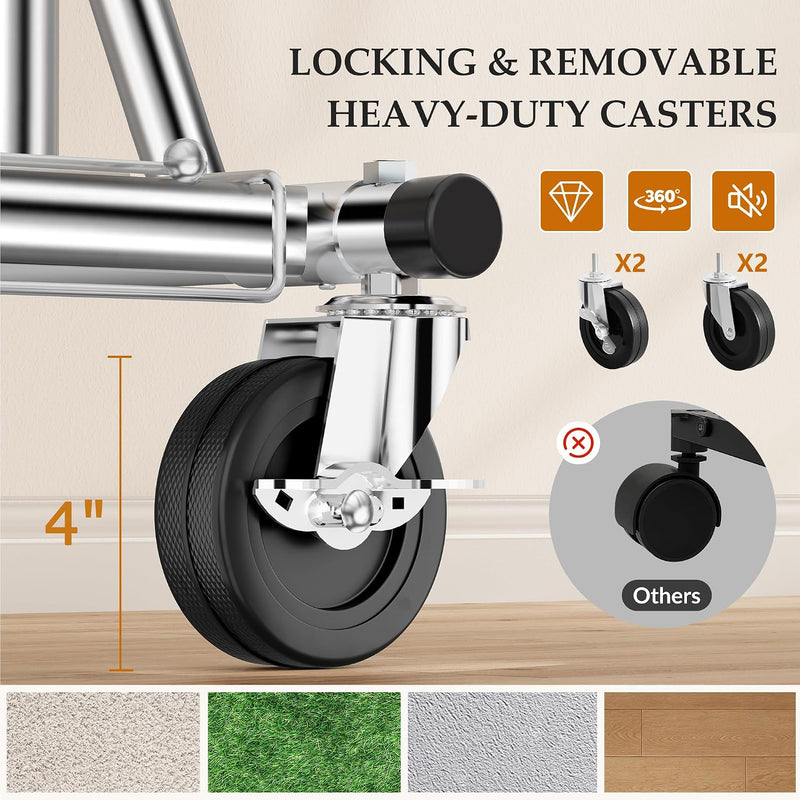Clothes Rail Heavy Duty Rack on Wheels